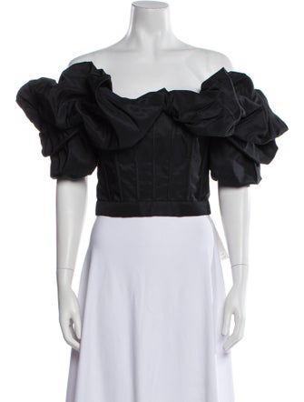 Alexander McQueen 2022 Off-The-Shoulder Crop Top