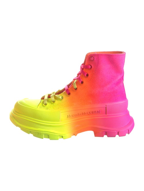 Alexander McQueen Canvas Colorblock Pattern Combat Boots