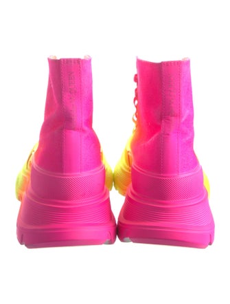 Alexander McQueen Canvas Colorblock Pattern Combat Boots