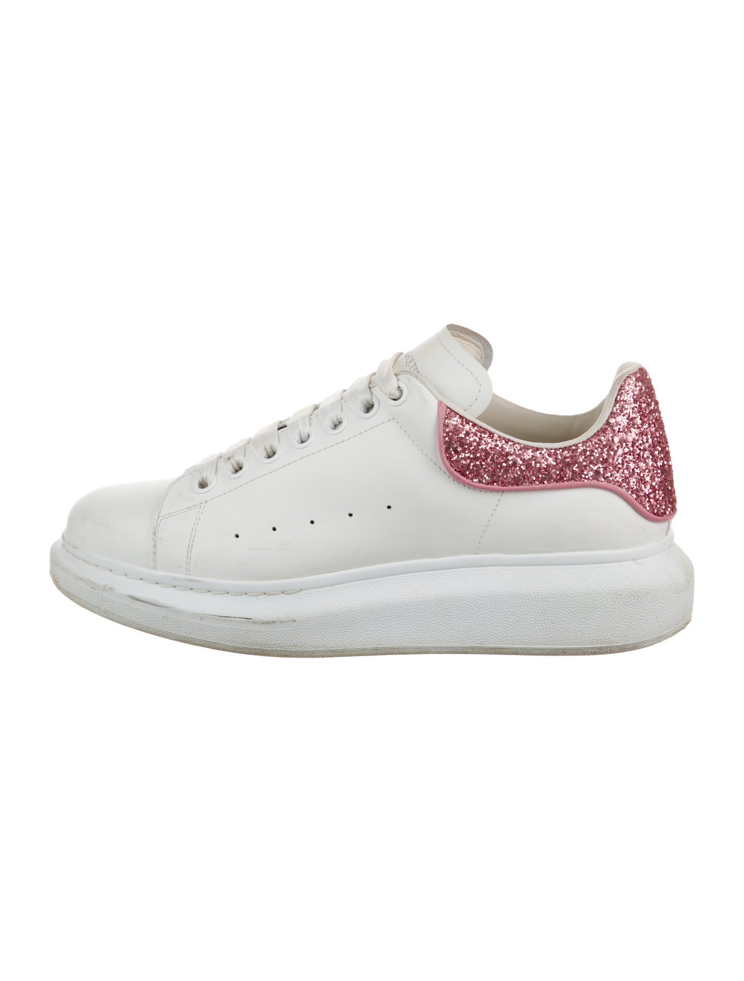 Alexander McQueen Leather Glitter Accents Sneakers