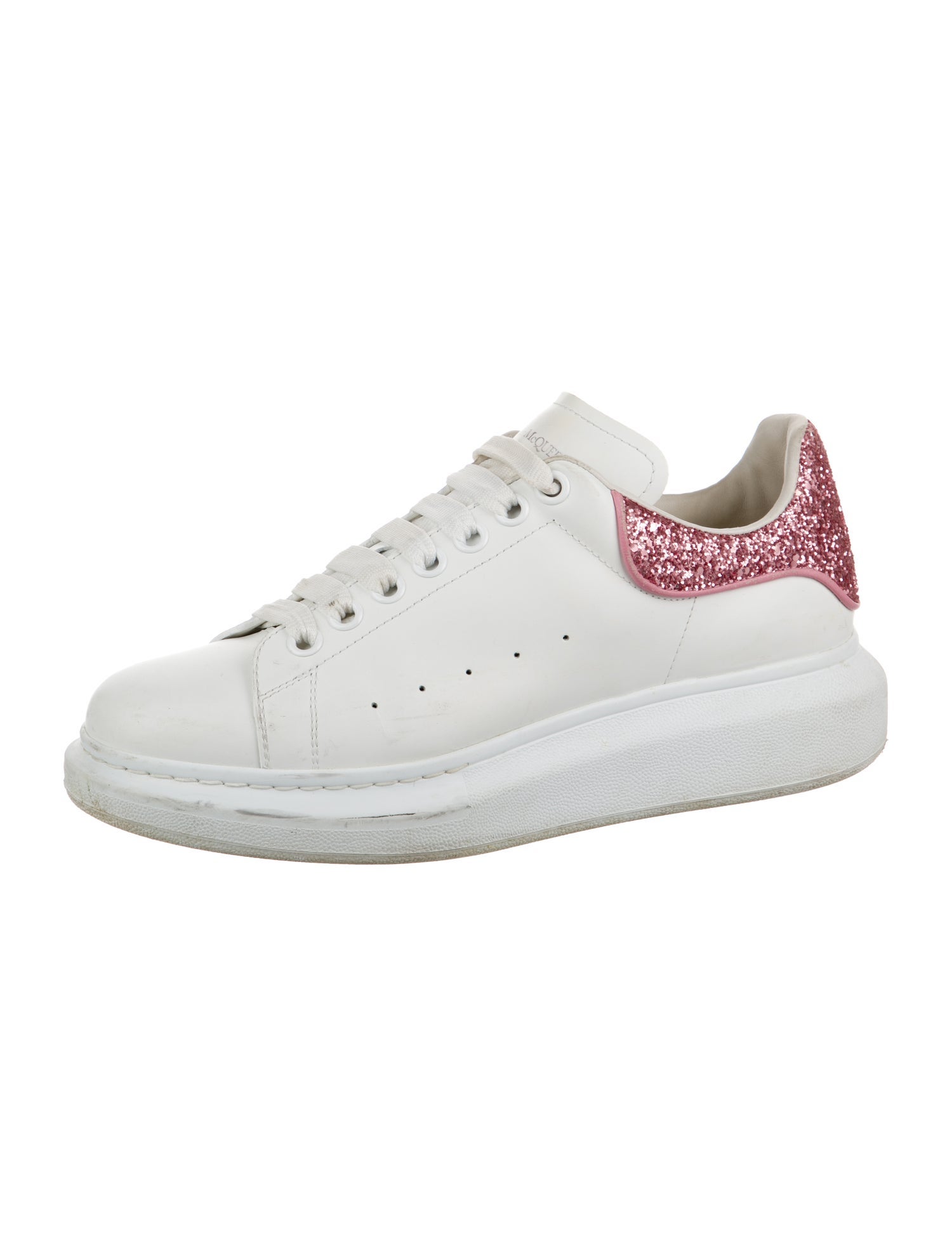 Alexander McQueen Leather Glitter Accents Sneakers