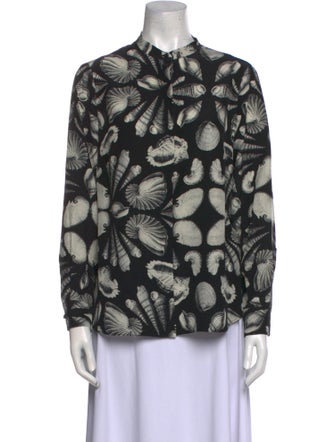Alexander McQueen Silk Printed Button-Up Top