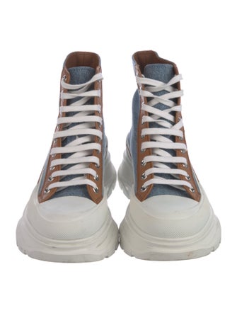 Alexander McQueen Denim Colorblock Pattern Sneakers