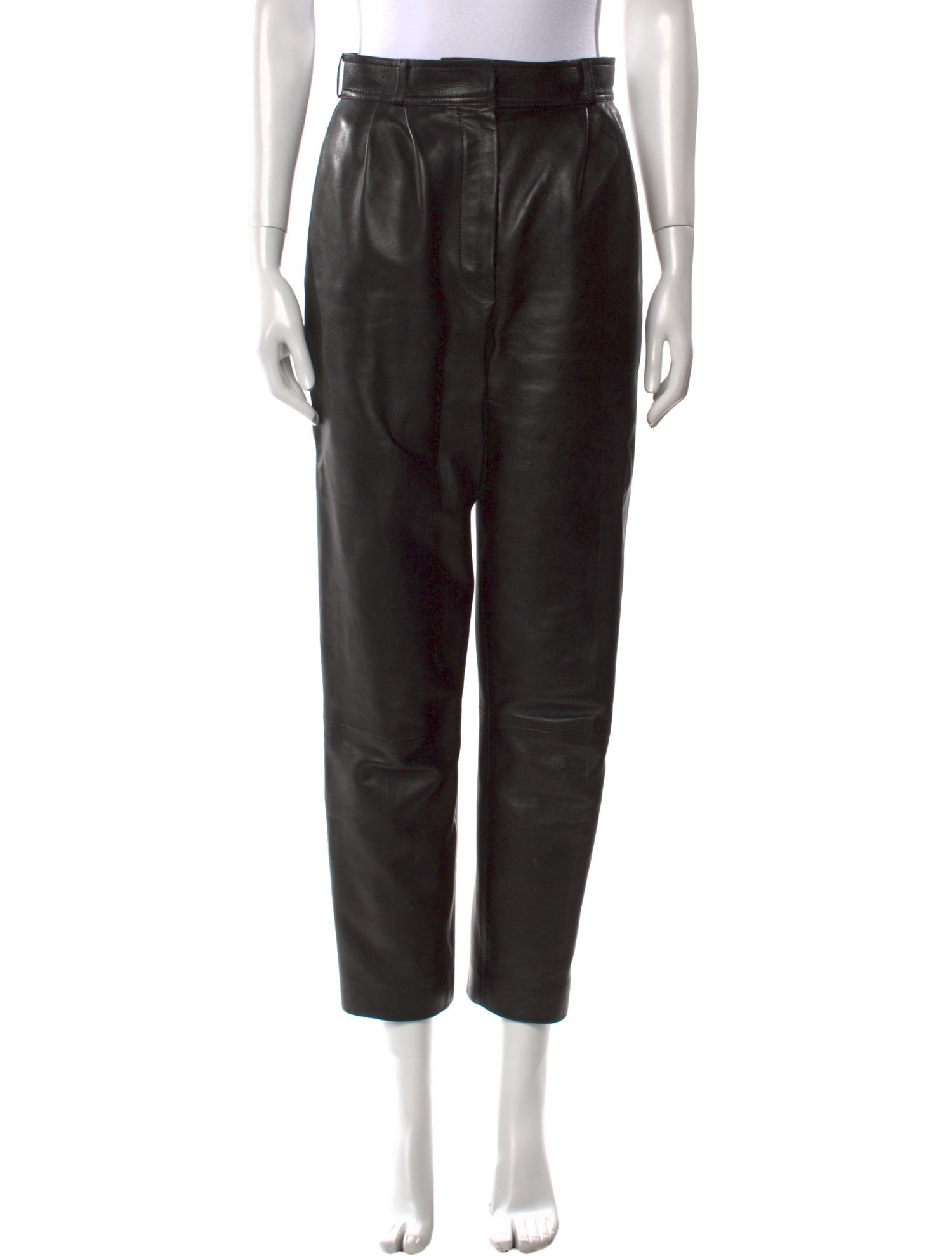 Alexander McQueen Leather Straight Leg Pants