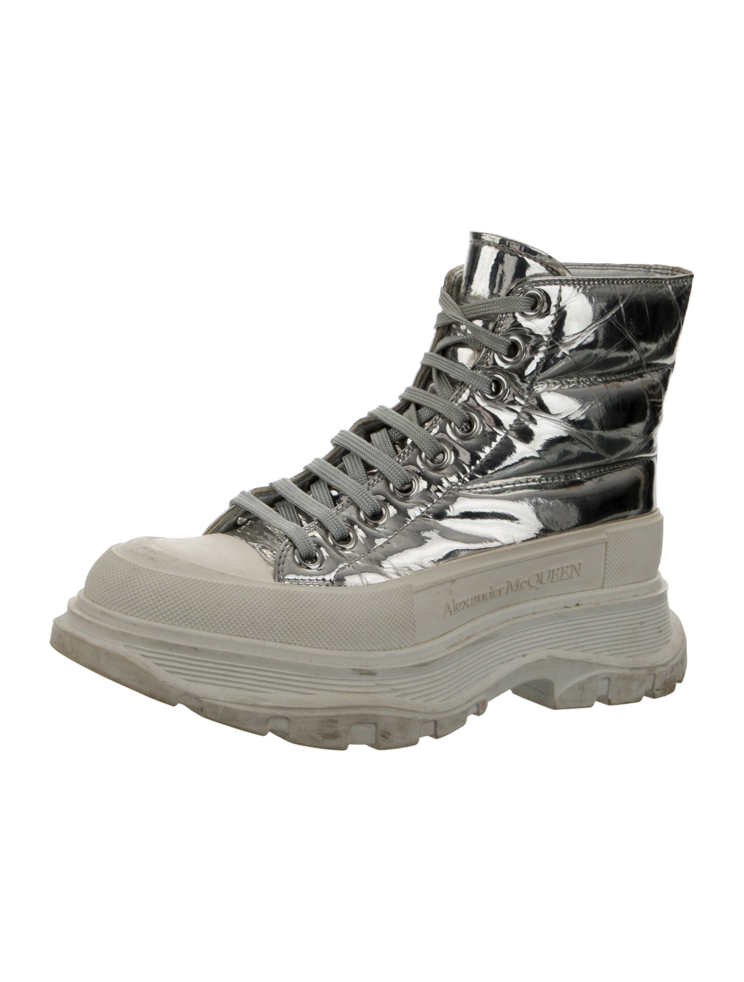 Alexander McQueen Leather Colorblock Pattern Sneakers