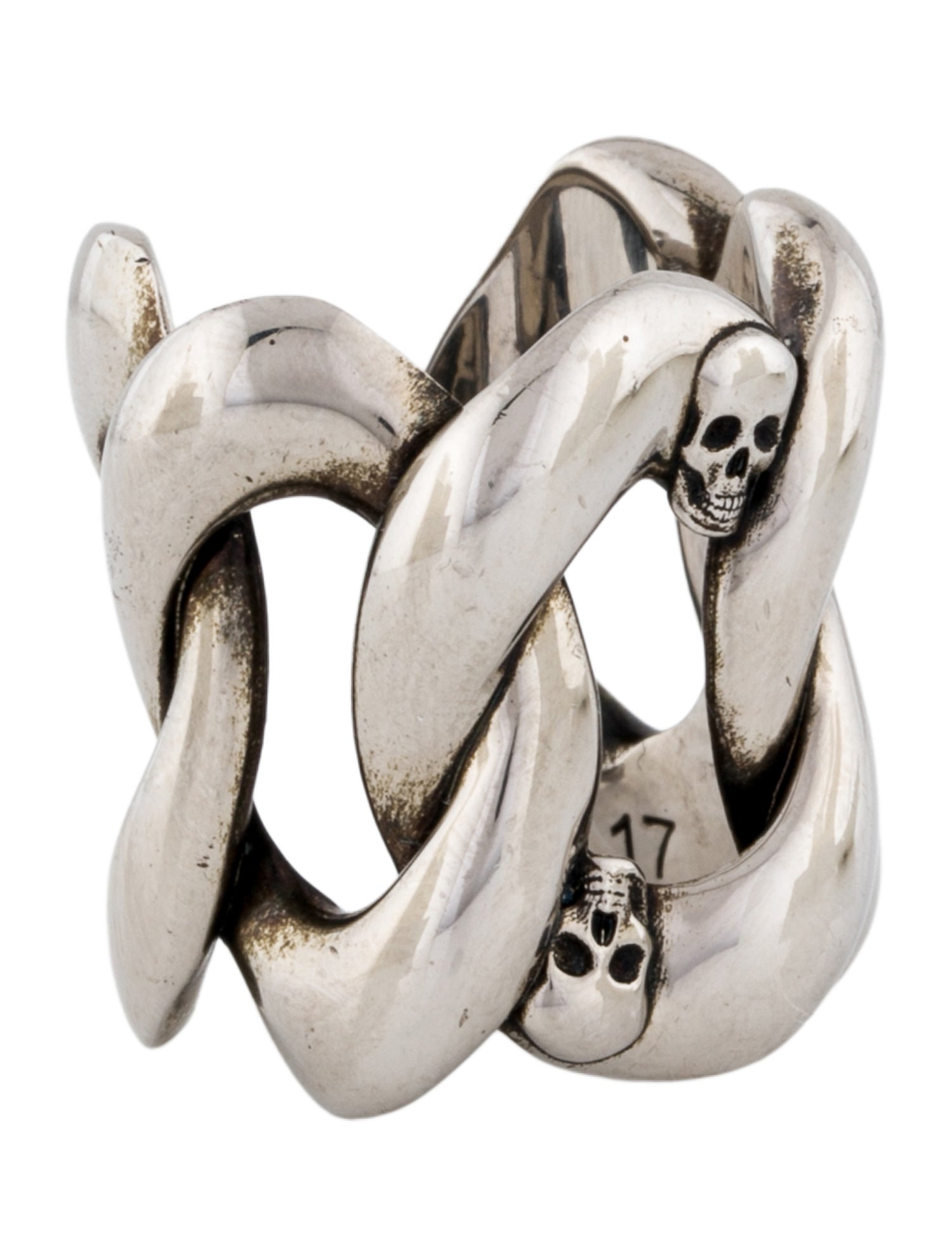 Alexander McQueen Skull Chain Band Ring