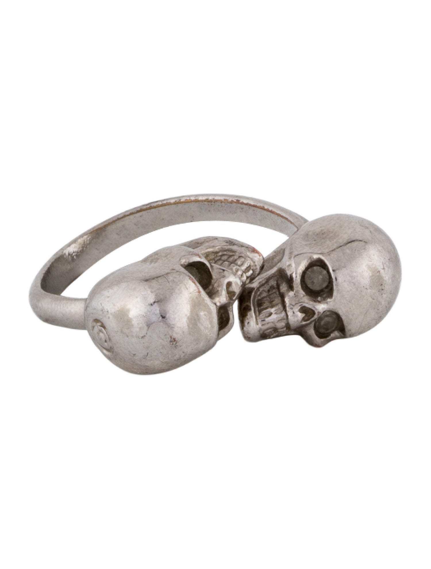 Alexander McQueen Crystal Twin Skull Ring