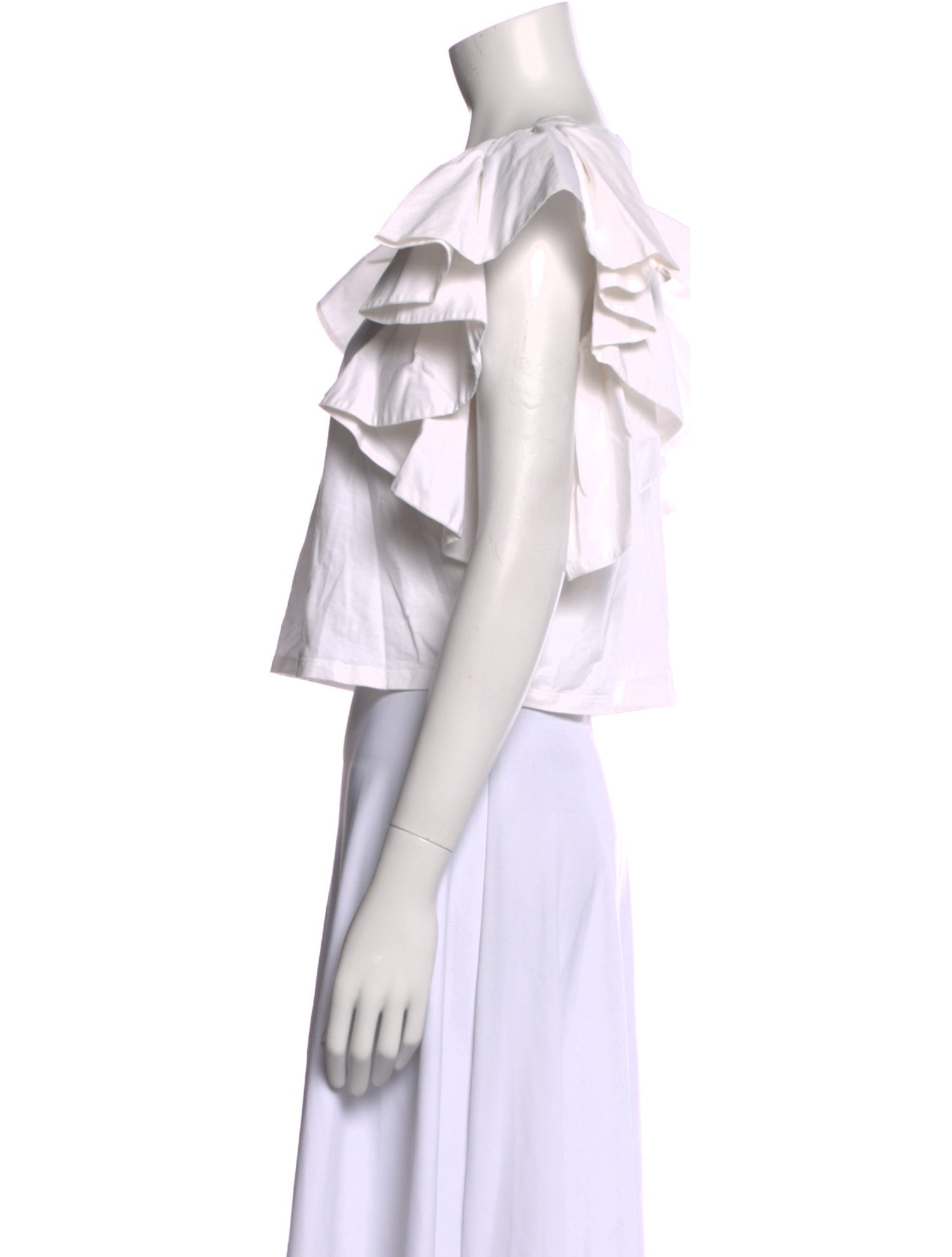 Alexander McQueen Bateau Neckline Short Sleeve Crop Top