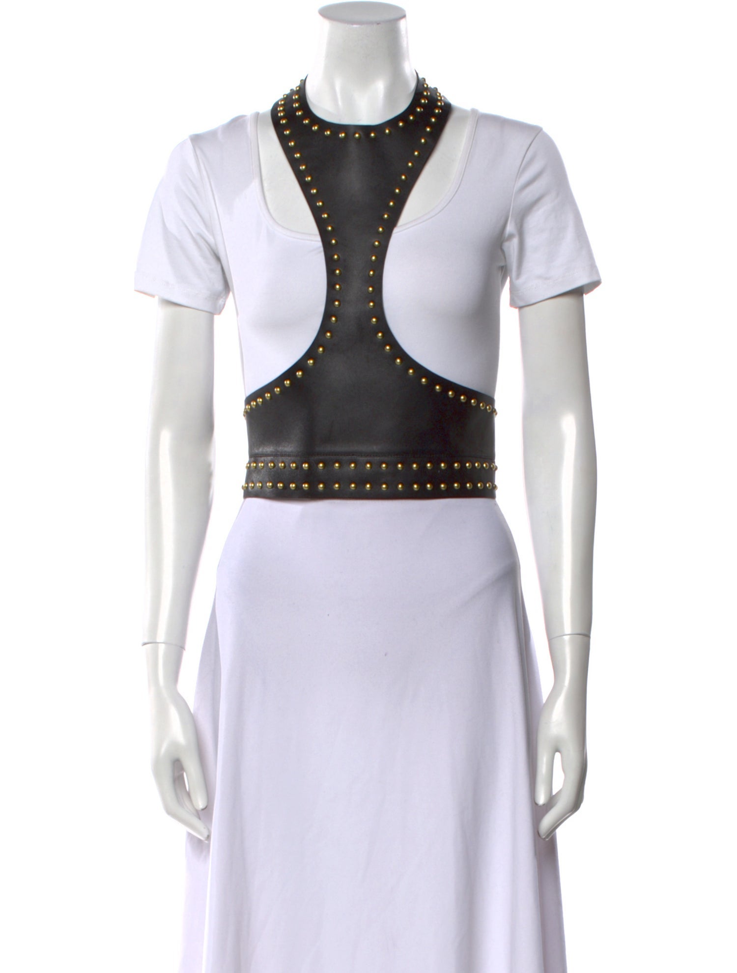 Alexander McQueen Lamb Leather Crew Neck Crop Top w/ Tags