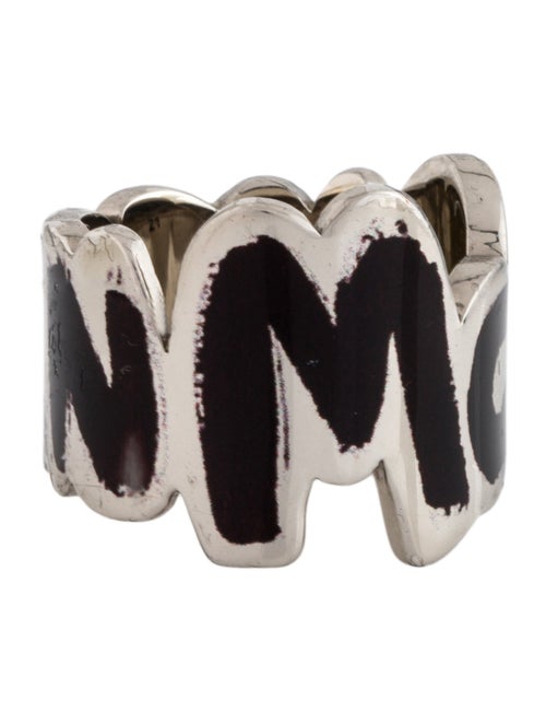 Alexander McQueen Enamel Graffiti Logo Band Ring