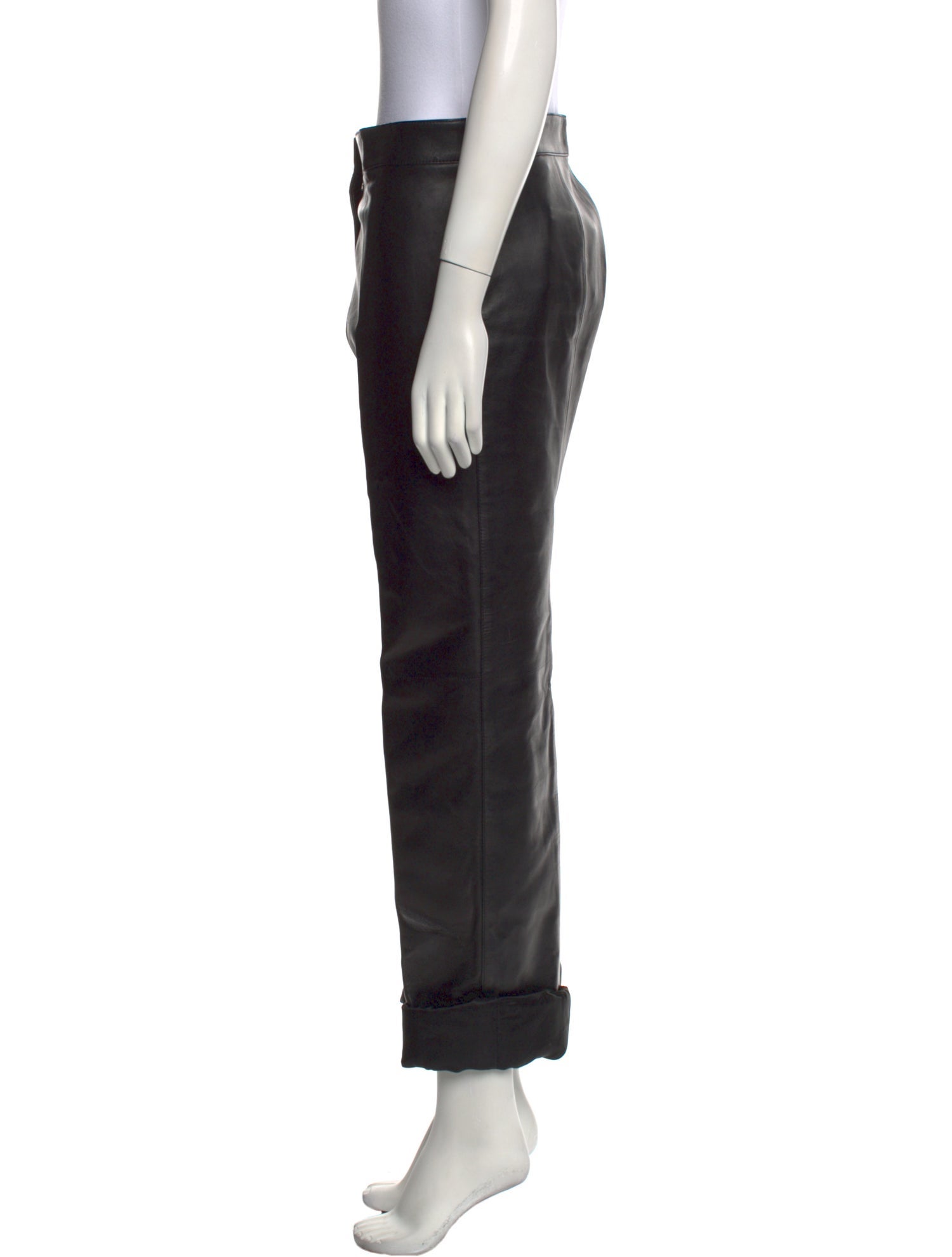 Alexander McQueen Leather Straight Leg Pants