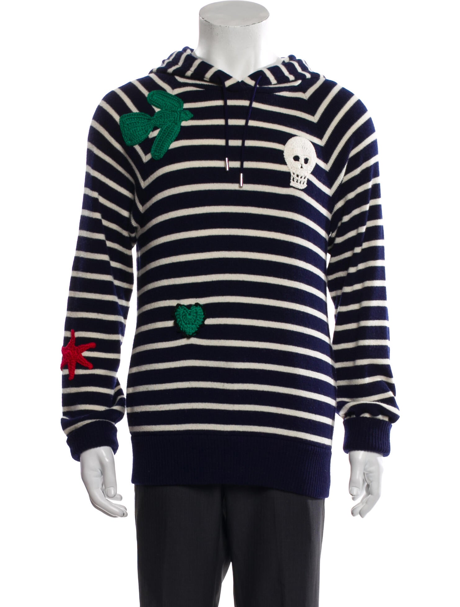 Alexander McQueen Striped Crew Neck Hoodie