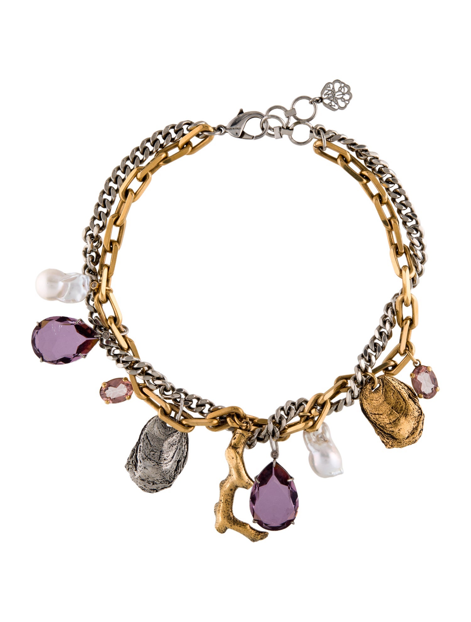 Alexander McQueen Pearl & Crystal Station Collar Necklace