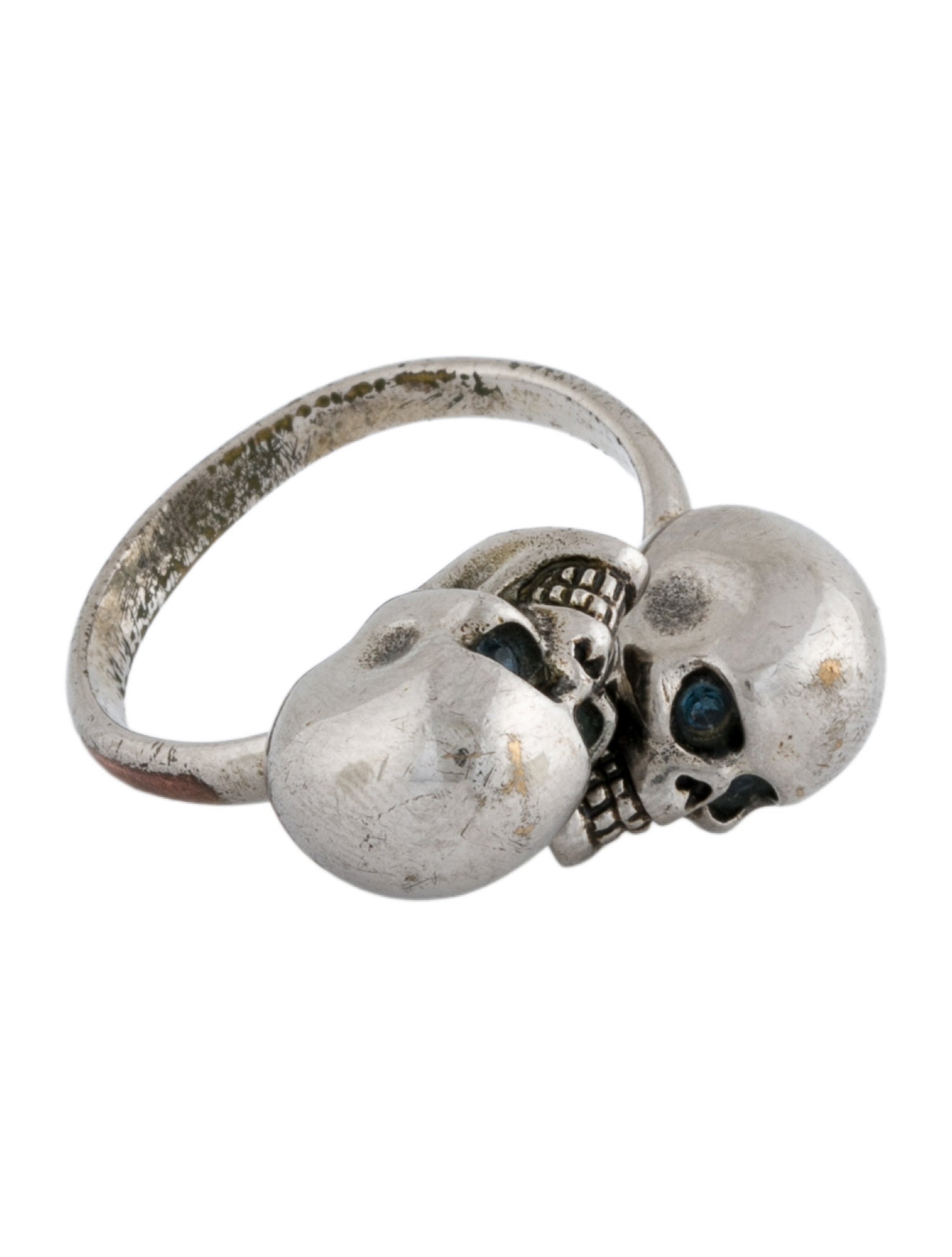 Alexander McQueen Crystal Twin Skull Ring