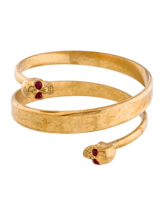 Alexander McQueen Crystal Spiral Double Skull Bracelet