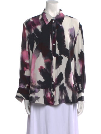 Alexander McQueen Silk Printed Button-Up Top