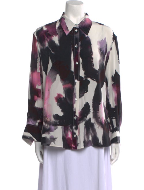 Alexander McQueen Silk Printed Button-Up Top