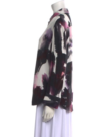 Alexander McQueen Silk Printed Button-Up Top