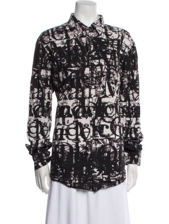 Alexander McQueen Printed Long Sleeve Button-Up Top