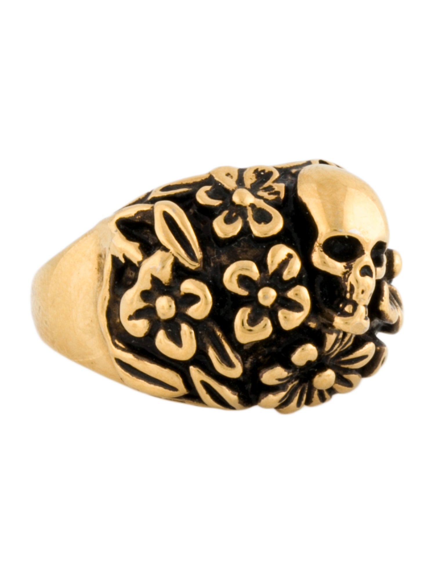 Alexander McQueen Floral Skull Ring