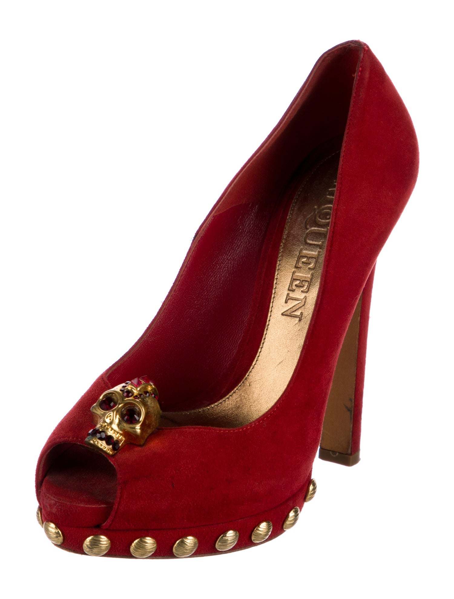 Alexander McQueen Skull Suede Slingback Sandals