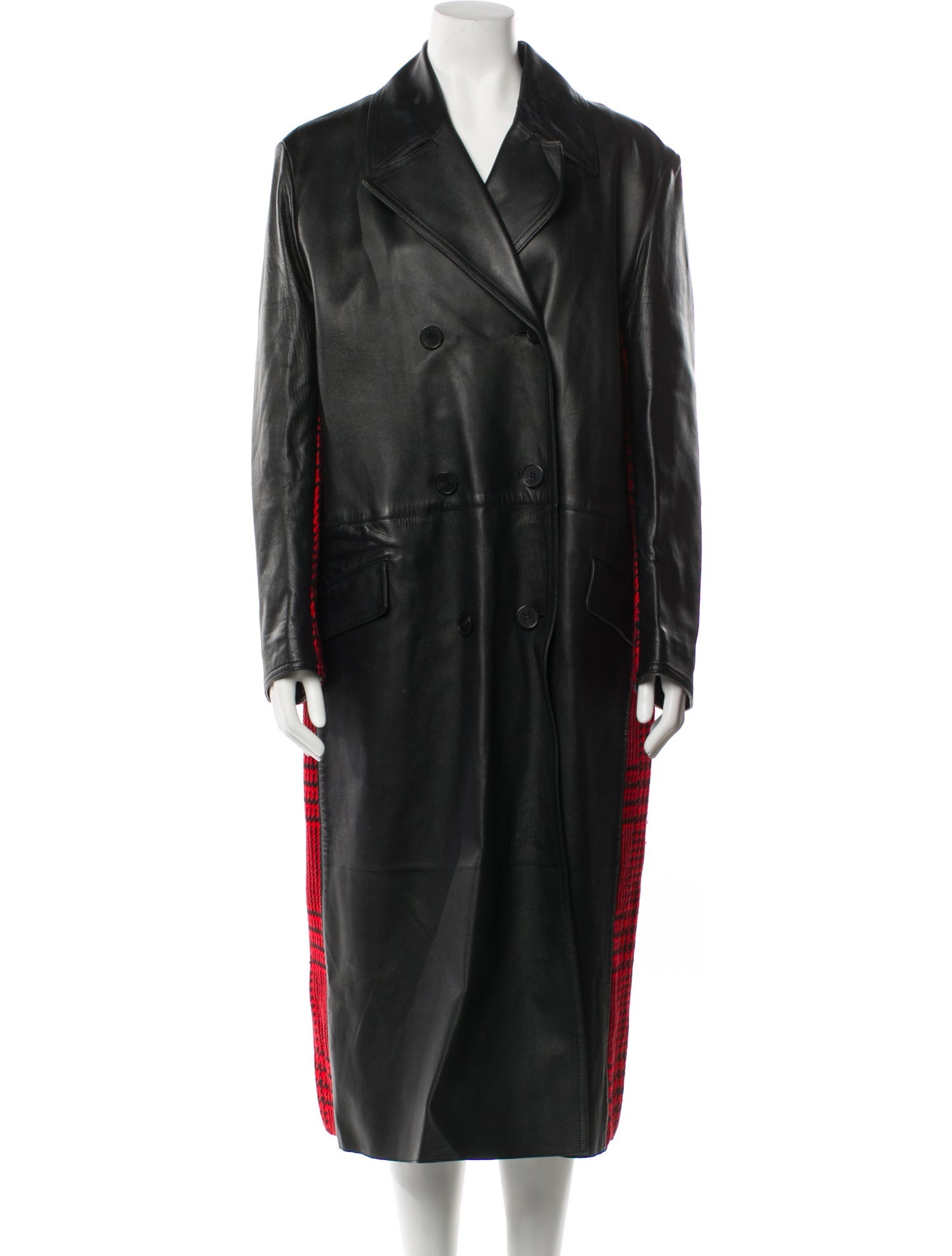 Alexander McQueen Leather Plaid Print Coat