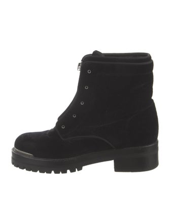 Alexander McQueen Velvet Combat Boots