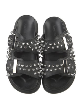 Alexander McQueen Rockstud Accents Leather Slides