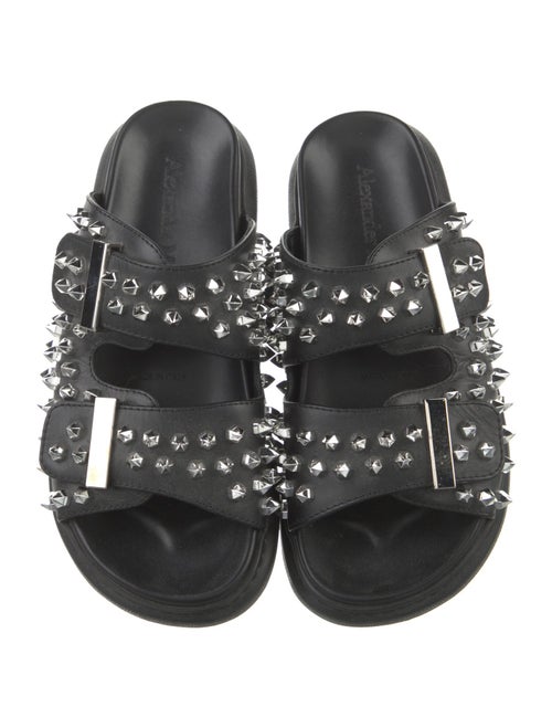 Alexander McQueen Rockstud Accents Leather Slides