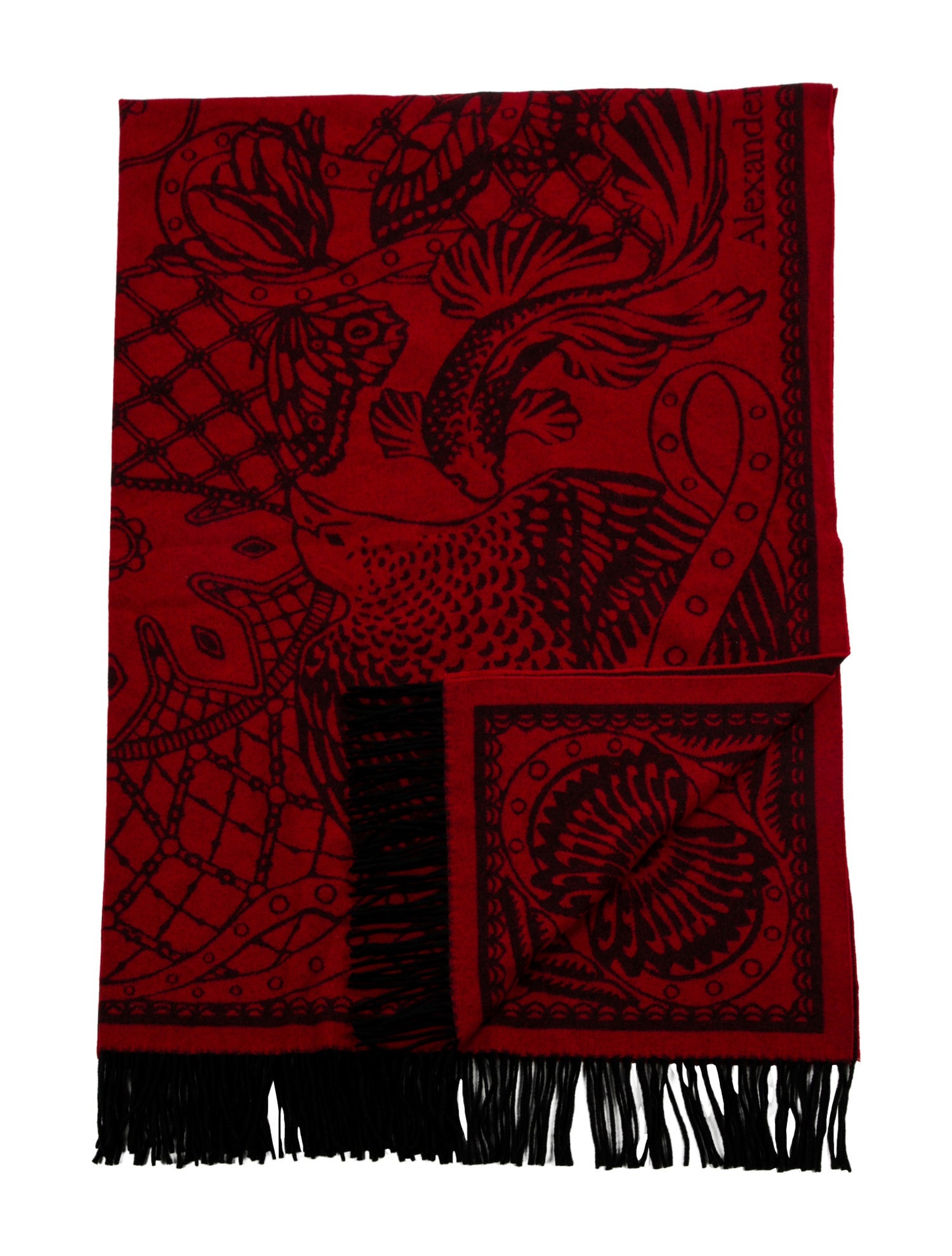 Alexander McQueen Cashmere Printed Throw Blanket