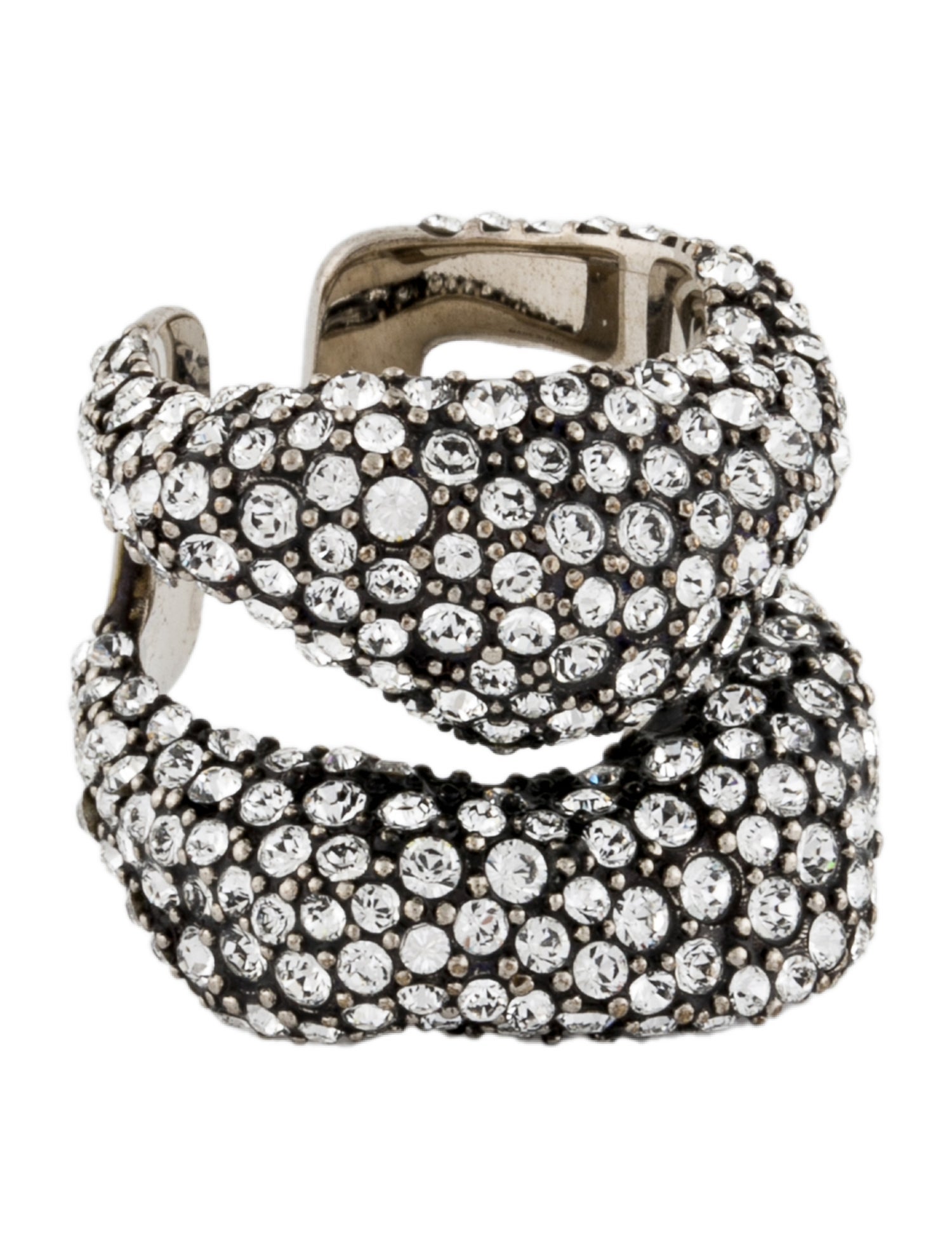 Alexander McQueen Crystal Embellished Double Band Ring