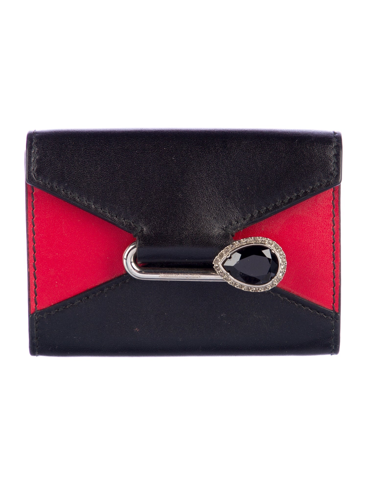 Alexander McQueen Leather Colorblock Pattern Compact Wallet