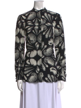 Alexander McQueen Silk Printed Button-Up Top