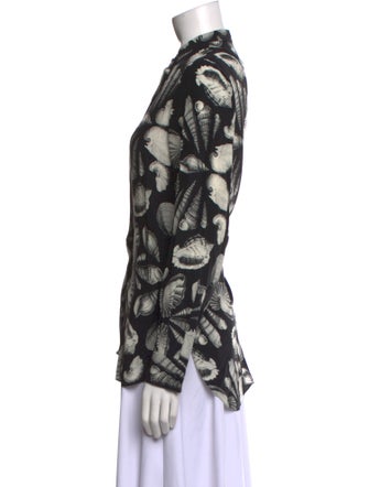 Alexander McQueen Silk Printed Button-Up Top