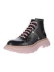 Alexander McQueen Leather Colorblock Pattern Combat Boots