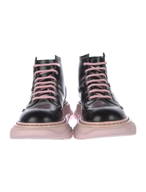 Alexander McQueen Leather Colorblock Pattern Combat Boots