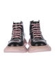 Alexander McQueen Leather Colorblock Pattern Combat Boots