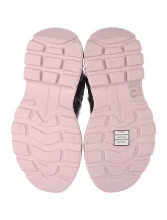 Alexander McQueen Leather Colorblock Pattern Combat Boots