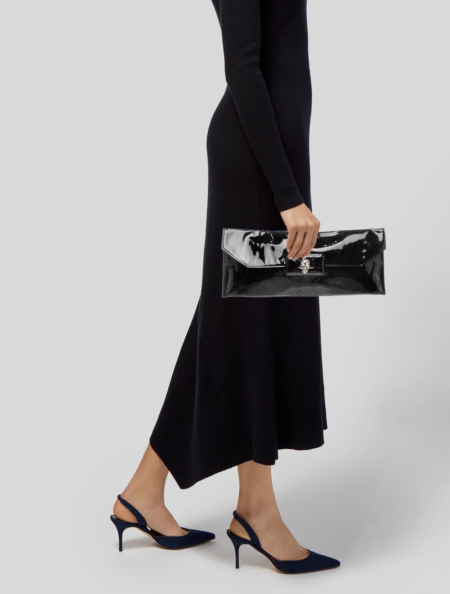 Alexander McQueen Patent Leather Skull Clutch