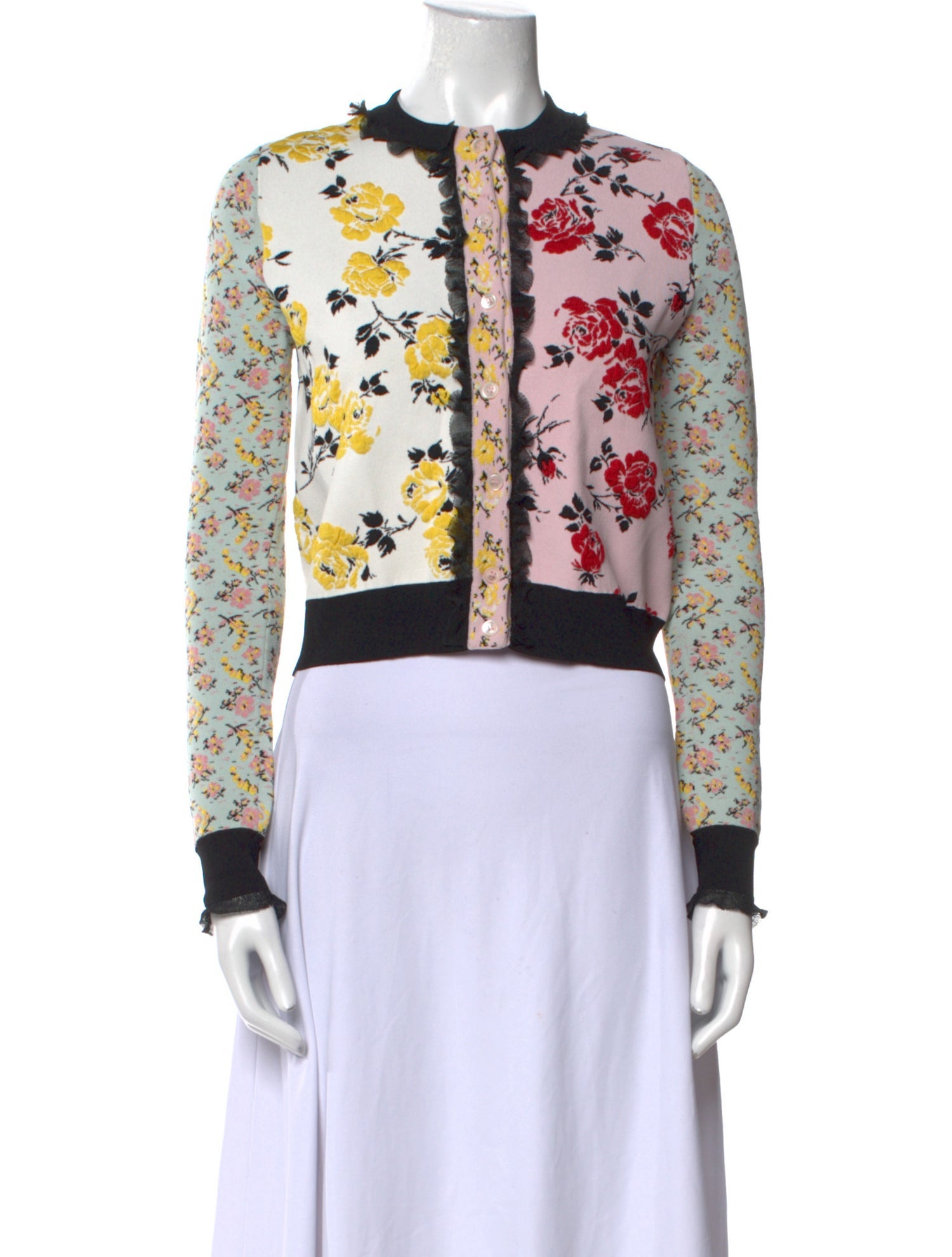 Alexander McQueen Floral Print Crew Neck Sweater