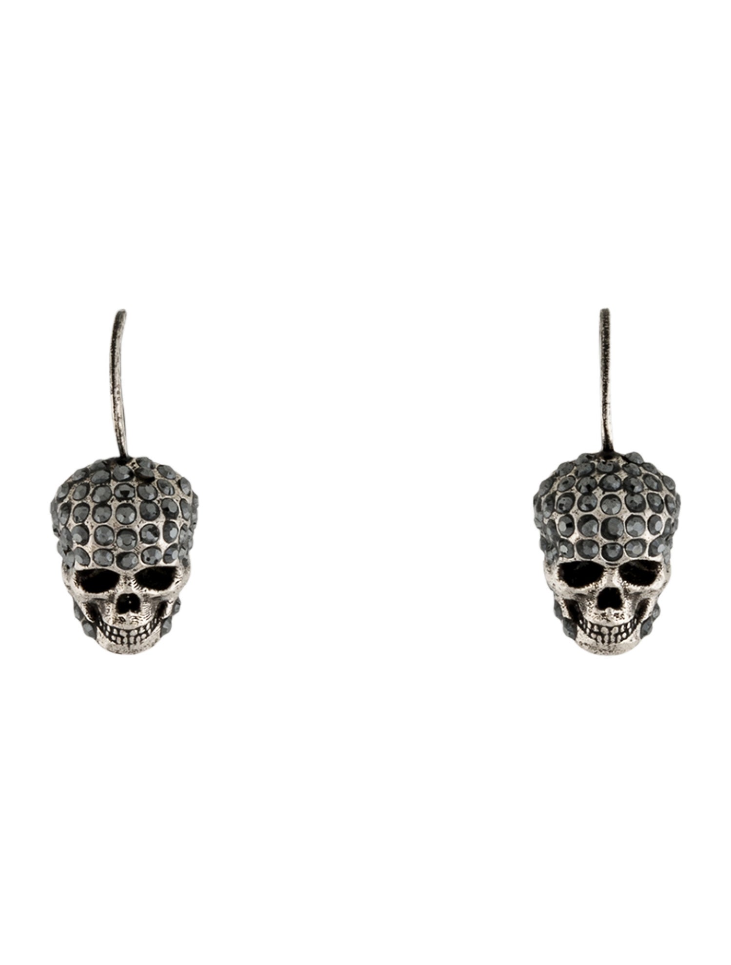 Alexander McQueen Skull Crystal Clip-On Earrings