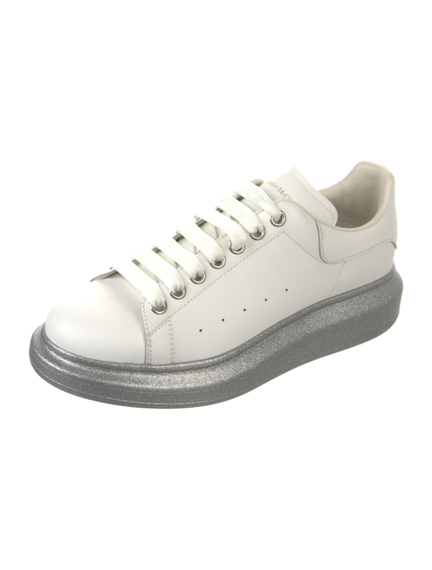 Alexander McQueen Leather Glitter Accents Sneakers