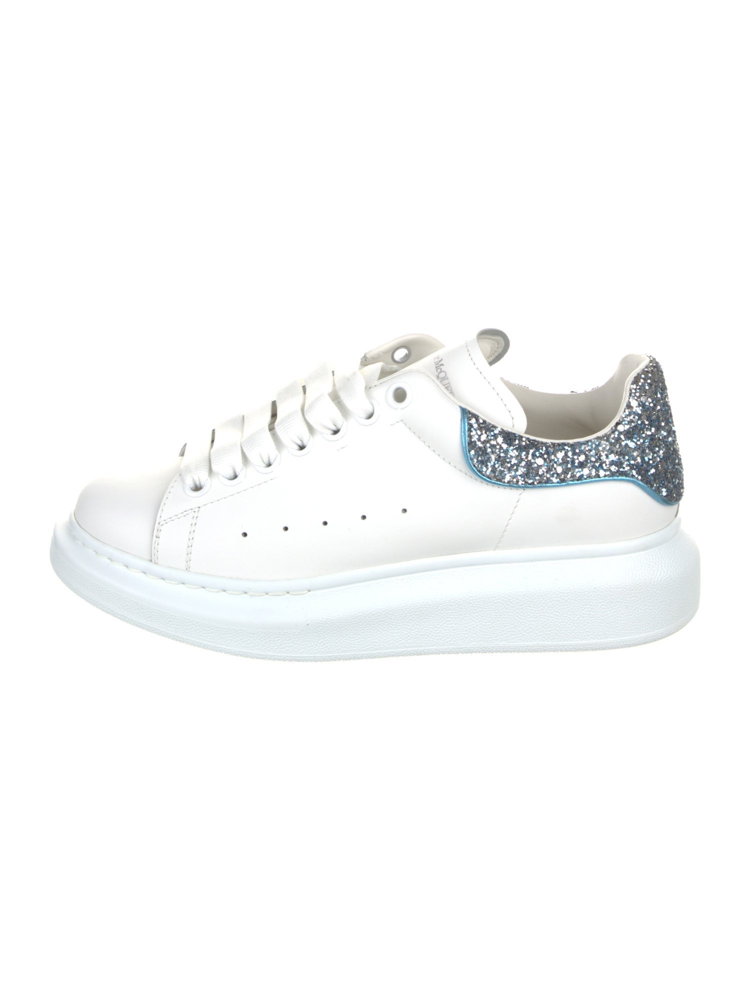 Alexander McQueen Leather Glitter Accents Sneakers