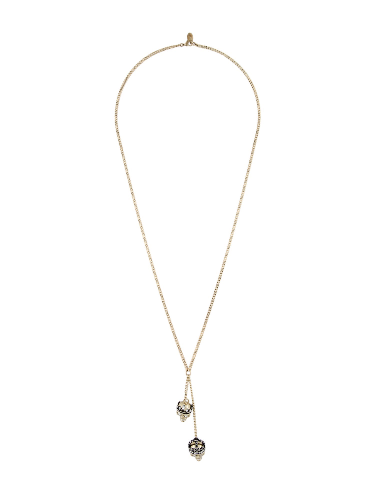 Alexander McQueen King & Queen Crystal Skull Pendant Necklace