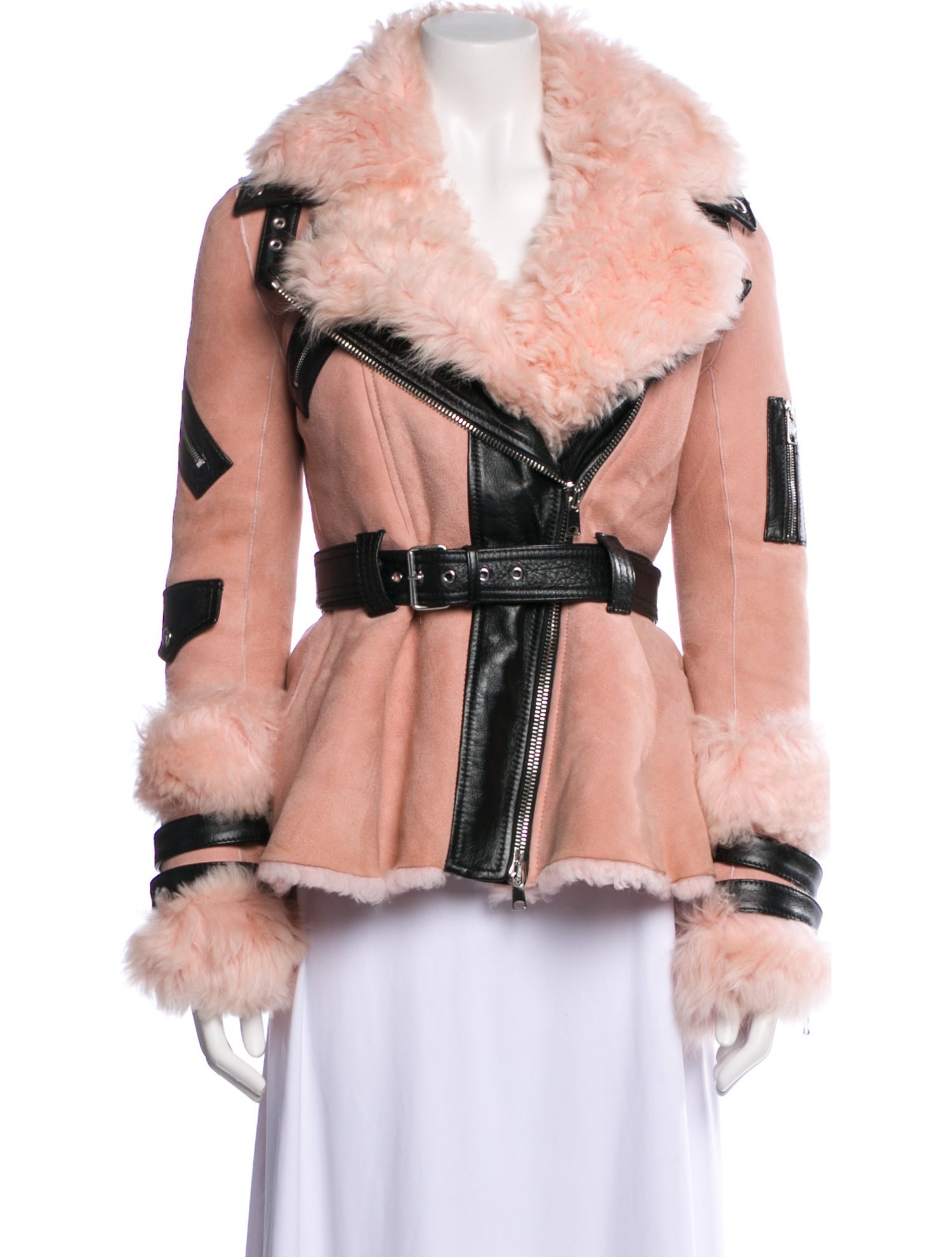 Alexander McQueen Lamb Leather Faux Fur Jacket