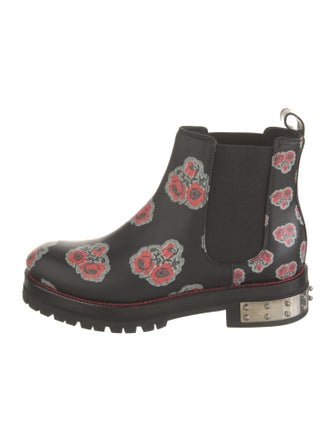 Alexander McQueen Leather Floral Print Chelsea Boots