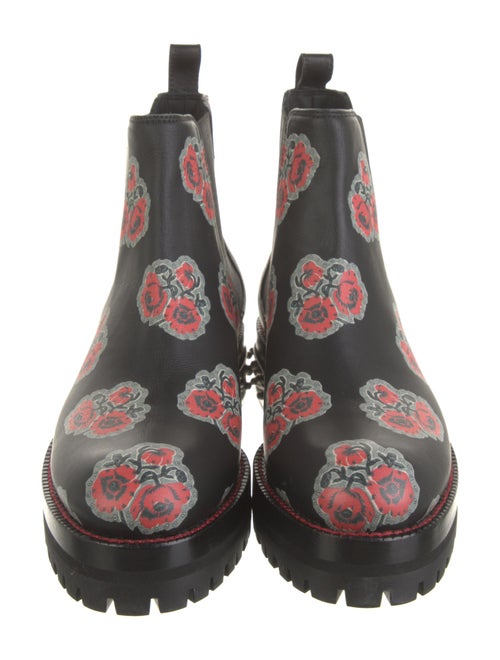 Alexander McQueen Leather Floral Print Chelsea Boots