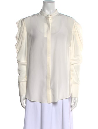 Alexander McQueen Mock Neck Long Sleeve Button-Up Top