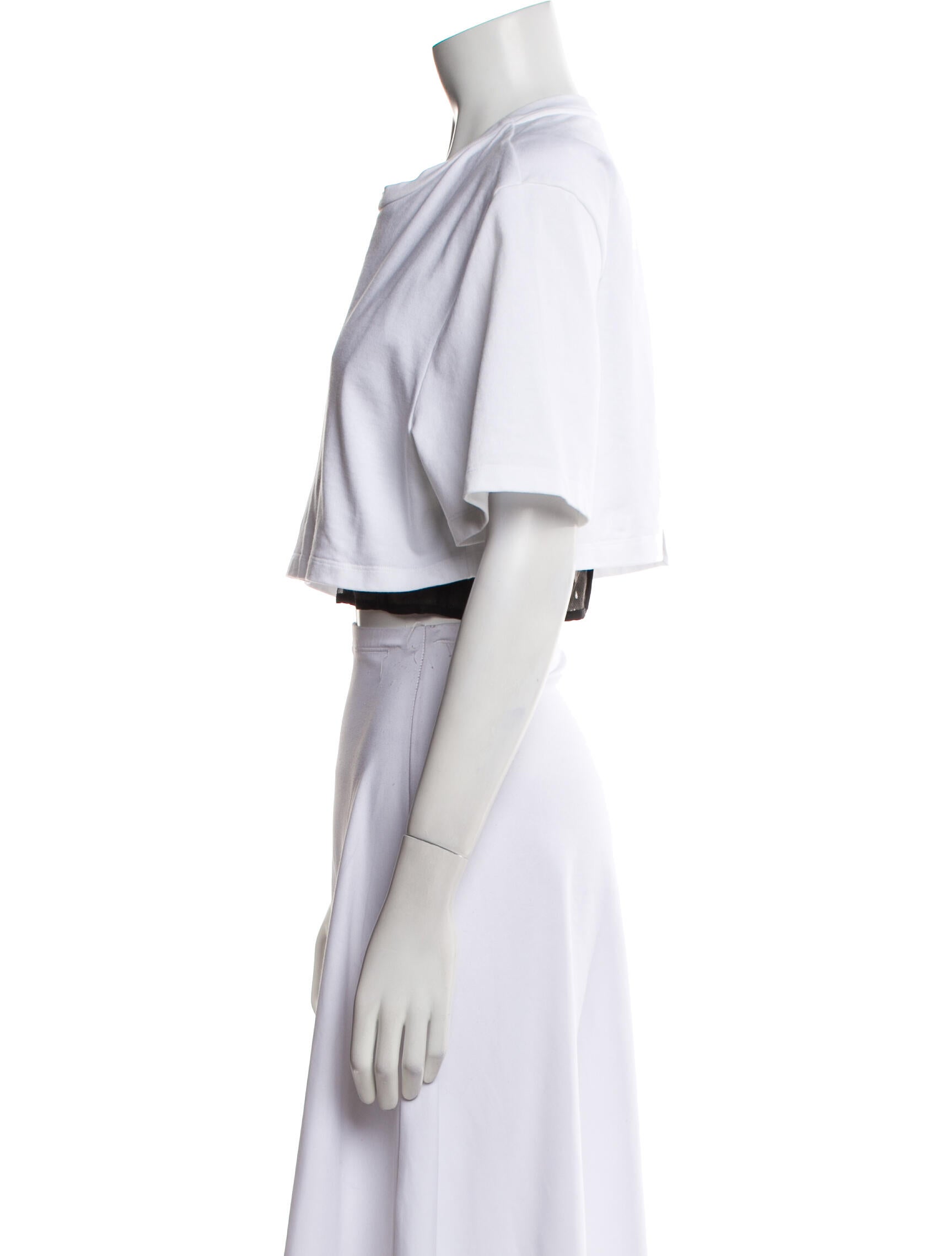 Alexander McQueen Crew Neck Short Sleeve Crop Top