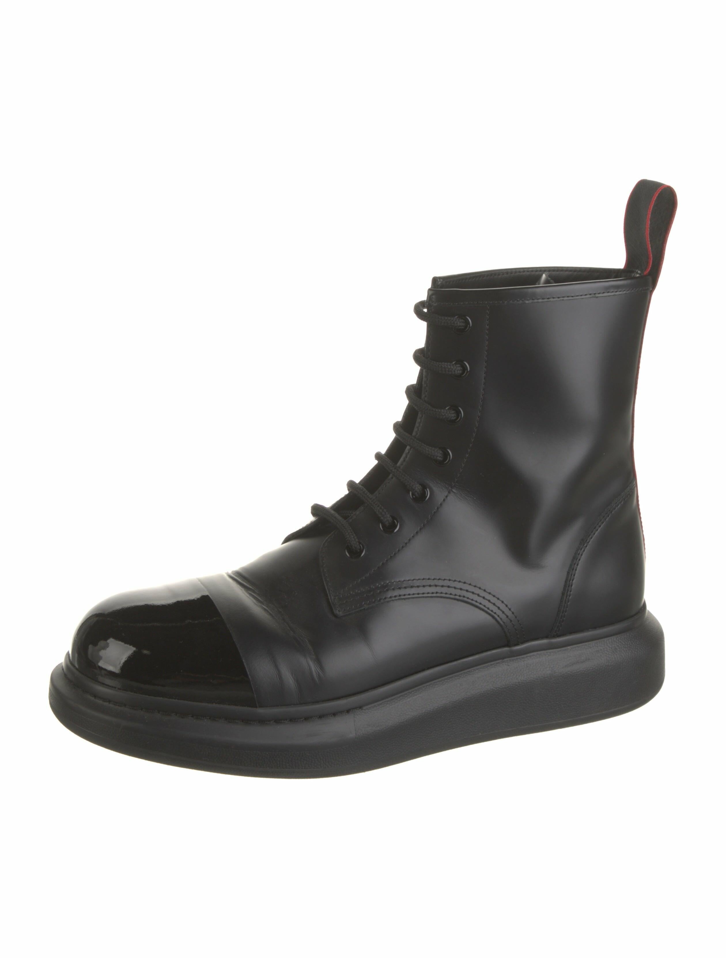 Alexander McQueen Leather Lace-Up Boots